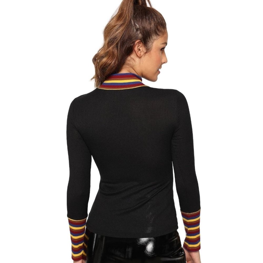 Mock Neck Striped Rib Top - Picture 4 of 7